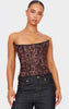 Leopard Print Mesh Lace Up Detail Bandeau Corset
