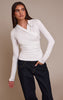 Cream Soft Touch Ruched Front Detail Long Sleeve Top