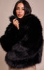 Petite Black Oversized Collar Faux Fur Coat