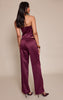 Dark Wine Satin low Rise Straight Leg Pants