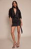 Black Print Satin V Neck Mini Dress