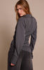 Grey Pinstripe Ruched Wrap Detail Long Sleeve Shirt
