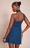 Blue Woven Scarf Detail Bandeau Shift Dress