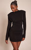 Black Ruched Long Sleeve Bodycon Dress