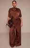 Plus Chocolate Satin Twist Detail Woven Top