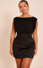 Shape Black Boat Neck Ruched Front Mini Dress