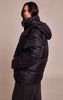 Petite Black Oversized Hooded Puffer Jacket