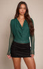 Olive Mesh Cowl Long Sleeve Top