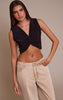 Black Double Layer Twist Detail Cami Top