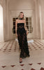 Premium Black Sheer Disc Sequin Scarf Detail Bandeau Maxi Dress