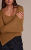 Tan Textured Jersey Scoop Neck Flared Long Sleeve Top