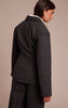 Charcoal Grey Brushed Pinstripe Cinched Waist Blazer