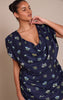 Plus Navy Floral Extreme Cowl Ruched Detail Maxi Dress