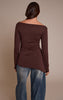 Chocolate Asymmetric Hem Detail Long Sleeve Top