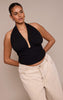 Plus Black Sculpt Ruched Halterneck Top