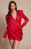Red Satin Cowl Neck Mini Dress