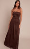 Chocolate Faux Suede Bandeau Dropped Waist Maxi Dress