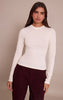 Cream Soft Rib Crew Neck Long Sleeve Top