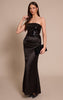 Black Sequin Asymmetric Maxi Dress