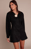 Black Faux Suede Cocoon Sleeve Blazer Dress