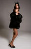 Black Oversized Midi Faux Fur Coat