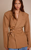 Camel Belted Trim Detail Blazer