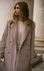 Taupe Structured Double Breasted Wool Look Maxi Coat