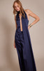Navy Satin Drape Wide Leg Jumpsuit
