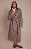 Brown Herringbone Tie Waist Maxi Coat