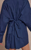 Navy Tie Back Detail Long Sleeve Shirt Dress