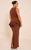 Shape Chocolate Boat Neck Dropped Hem Maxi Dress