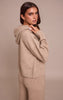 Taupe Zip Through Knitted Hoodie