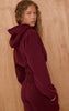 PLT Wine Tab Cinched Waist Crop Hoodie