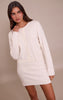 Cream Compact Knit Collarless Cardigan