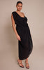 Plus Black Chiffon Overlay Detail Drape Midi Dress