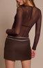 Dark Chocolate Studded Wrap Over Mini Skirt