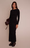 Black Ribbed Boat Neck Long Sleeve Bodycon Maxi Dress