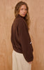 Espresso Contrast Binding Zip Up Fleece