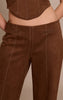 Chocolate Suede Contrast Stitch Straight Leg Pant