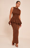 Shape Chocolate Boat Neck Dropped Hem Maxi Dress