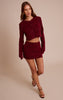 Dark Wine Lace Mid Rise Mini Skirt