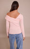 Pink Long Sleeve Asymmetric Shoulder Knitted Top