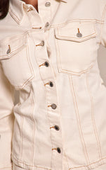 Shape ecru Stretch Denim Turn Up Sleeve Adjustable Back Jacket