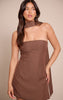 Chocolate Woven Scarf Detail Bandeau Shift Dress