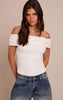 Cream Premium Soft Touch Asymmetric Shoulder Top