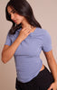Petite Dusky Blue Super Soft Twist Detail Cap Sleeve Top