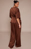 Plus Chocolate Satin Wide Leg Pants