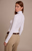 White Soft Rib High Neck Fitted Long Sleeved Top