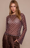 Chocolate Mesh Flared Long Sleeve Top