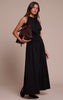 Black Jersey Halterneck Ruched Detail Maxi Dress